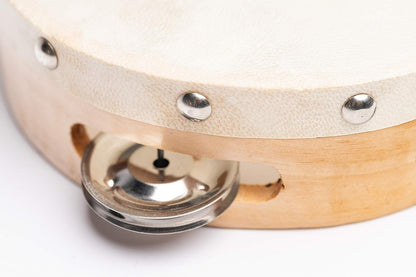 Tambourin en Bois avec Peau Naturelle et Cymbalettes