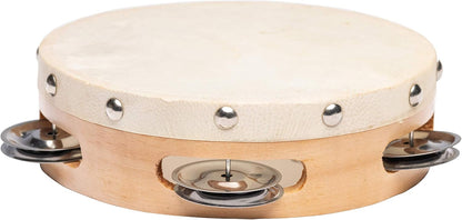 Tambourin en Bois avec Peau Naturelle et Cymbalettes