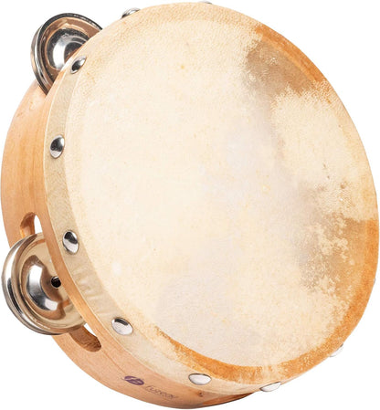 Tambourin en Bois avec Peau Naturelle et Cymbalettes