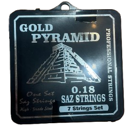 Jeu de 7 Cordes Premium pour Saz à Manche Court – Gold Pyramid 0.18 mm